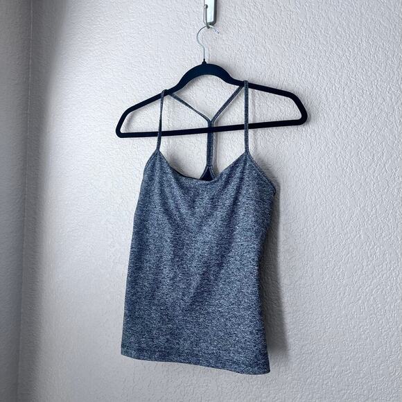 Lululemon Racerback Tank Top Women’s Heather Gray Charcoal 8 Logo Run Stretch - Picture 2 of 5